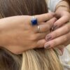 N6083 Bague carrée saphir bleu Indien et Argent 925 massif- Bijoux Bagues en ligne Ninanina