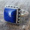 N6083b Bague forme carrée saphir bleu argent 925 massif - Bijoux Bagues en ligne Ninanina