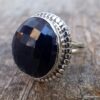 N6085e Bague forme ronde saphir bleu argent 925 massif - Bijoux Bagues en ligne Ninanina