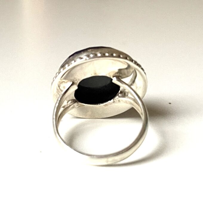 N6085e Bague Saphir Bleu Indien Rond Argent 925 massif - Bijoux Bagues en ligne Ninanina