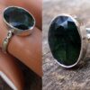 N6088c Bague forme ovale émeraude verte argent 925 massif - Bijoux Bagues en ligne Ninanina