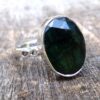 N6088d Bague forme ovale émeraude verte argent 925 massif - Bijoux Bagues en ligne Ninanina