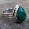 N6089 Bague forme poire émeraude verte argent 925 massif - Bijoux Bagues en ligne Ninanina
