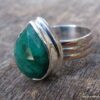 N6089b Bague forme poire émeraude verte argent 925 massif - Bijoux Bagues en ligne Ninanina