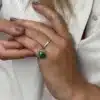 N6089e Bague Emeraude verte forme poire Argent 925 massif - Bijoux Bagues Femmes en ligne Ninanina