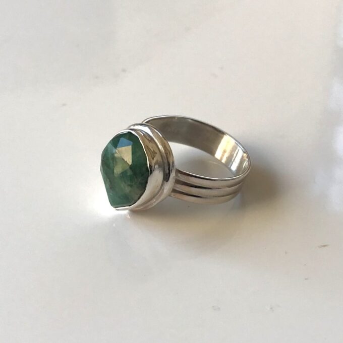 N6089j Bague forme poire émeraude verte argent 925 massif - Bijoux Bagues en ligne Ninanina