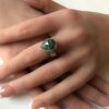 N6089o Bague forme poire émeraude verte argent 925 massif - Bijoux Bagues en ligne Ninanina