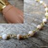 N6094b Bracelet en opale rose naturelle infini plaqué or - Bijoux Bracelets en ligne Ninanina