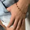N6096g Bracelet grenat rouge femme fermoir symbole infini Plaqué Or – Bijoux Bracelets en ligne Ninanina