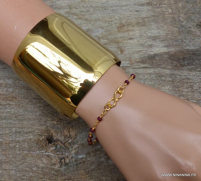 N6102b Bracelet en rubis infini plaqué or - Bijoux Bracelets en ligne Ninanina