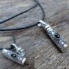 N6107a Collier long cordon cuir facon parfum - urne funéraire argent 925 massif - Bijoux Colliers en ligne Ninanina