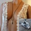 N6107b Collier long cordon cuir facon parfum - urne funéraire argent 925 massif - Bijoux Colliers en ligne Ninanina