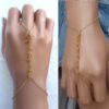 N6114 Bracelet bague chaine de main citrines plaqué or - Bijoux Bracelets en ligne Ninanina