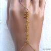 N6114c Bracelet bague chaine de main citrines plaqué or - Bijoux Bracelets en ligne Ninanina