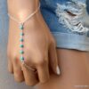 N6137b Bracelet bague chaine de main pierres fines turquoise argent 925 massif - Bijoux Bracelets en ligne Ninanina