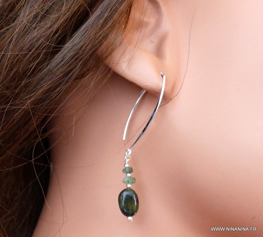 Boucles d'oreilles pendantes vertes Edimbourg