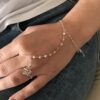N6142a Bracelet bague - chaine de main argent opales roses - Bijoux Bracelets en ligne Ninanina