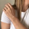N6142b Bracelet bague - chaine de main argent opales roses - Bijoux Bracelets en ligne Ninanina