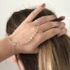 N6142c Bracelet bague - chaine de main argent opales roses - Bijoux Bracelets en ligne Ninanina