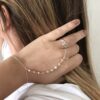 N6142e Bracelet bague - chaine de main argent opales roses - Bijoux Bracelets en ligne Ninanina