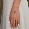 N6143a Bracelet vert emeraude et argent avec bague femme relié - Bijoux Bracelets femmes en ligen Ninanina