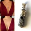 N6145B Bijou funéraire pendentif urne artisanal - Collier Argent 925 et onyx noire véritable - Bijoux Colliers cinéraires en lig