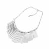 N6148k Collier plastron franges métal argenté - Bijoux Colliers en ligne Ninanina