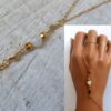 N6150b - Bracelet bague chaine de main plaqué or et pierre de lune - Bijoux Bracelets en ligne Ninanina