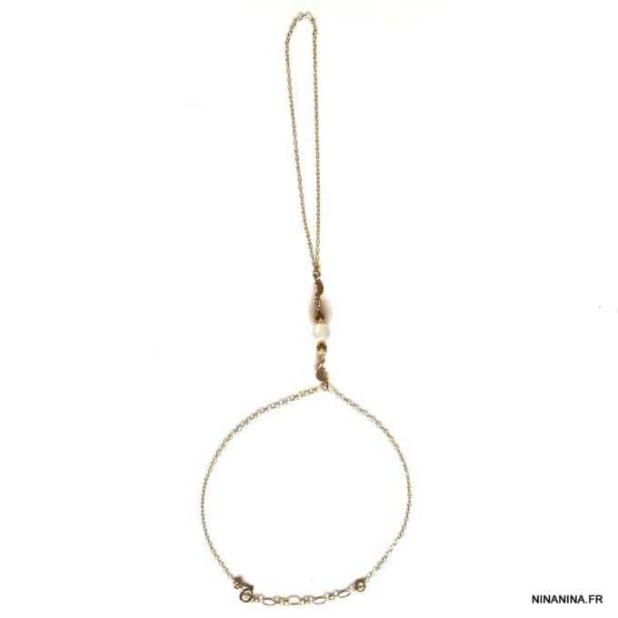 N6150i Bracelet bague femme plaqué or et pierre de lune - Bijoux Bracelets en ligne Ninanina