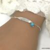 N6154 Bracelet argent plume femme Turquoise bleu naturelle - Bijoux Bracelets en ligne Ninanina