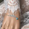 N6154a Bracelet argent plume femme Turquoise bleu naturelle - Bijoux Bracelets en ligne Ninanina