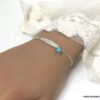 N6154b Bracelet argent plume femme Turquoise bleu naturelle - Bijoux Bracelets en ligne Ninanina