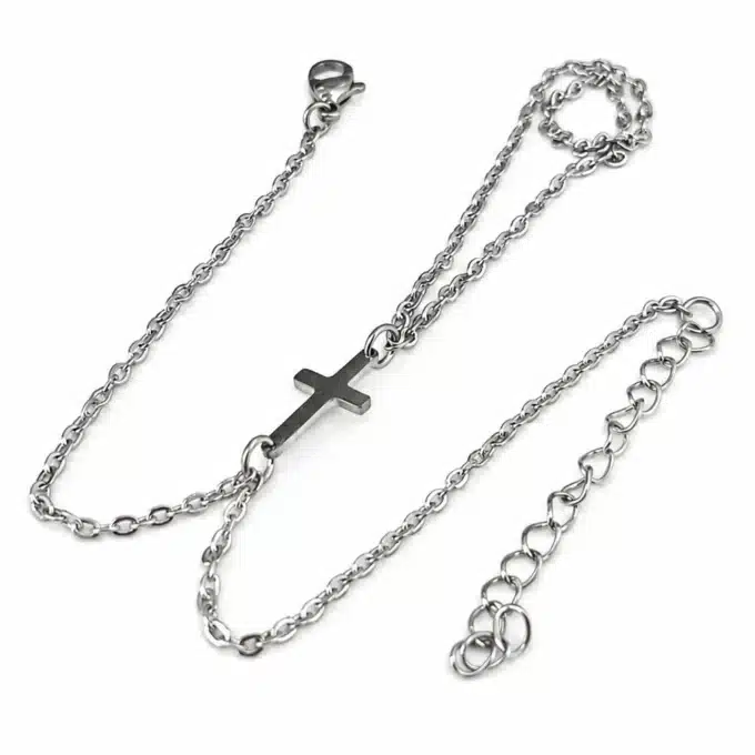 N6159a Bracelet bague chaine de main croix acier inoxydable - Bijoux de mains femmes en ligne Ninanina