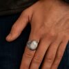 N6161a Bague pour homme ou femme pierre de lune ovale - chevalière argent - Bijoux Bagues hommes en ligne Ninanina