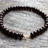 N6173b Bracelet homme strech perles bois croix argent 925 massif - Bijoux Bracelets en ligne Ninanina