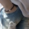 N6173e Bracelet homme strech perles bois croix argent 925 massif - Bijoux Bracelets en ligne Ninanina