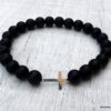 N6178 Bracelet strech perles bois croix argent 925 massif - Bijoux Bracelets en ligne Ninanina