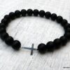 N6178a Bracelet strech perles bois croix argent 925 massif - Bijoux Bracelets en ligne Ninanina