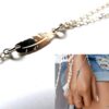 N6180a Bracelet bague - Chaine de main plume argent 925 massif - Bijoux Bracelets en ligne Ninanina