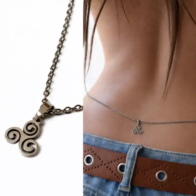 N6191c Chaine de taille Triskel Acier inoxydable argenté faite main en France - Bijoux de corps femmes en ligne Ninanina