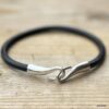 N6196c Bracelet pour cheville homme crochet cordon cuir noir - Bracelets de chevilles en ligne Ninanina