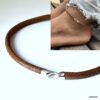 N6197g Bracelet cheville homme cuir fermoir crochet Argent 925 fait main - Bijoux de pieds hommes en ligne Ninanina