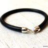 N6199 Bracelet cuir fermoir crochet argent 925 massif - Bijoux Bracelets en ligne Ninanina