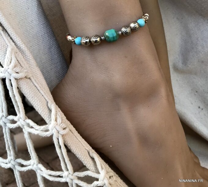 N6201d Bracelet de Cheville en Perles Cristal de bohème multicolores - Bijoux Bracelets en ligne Ninanina