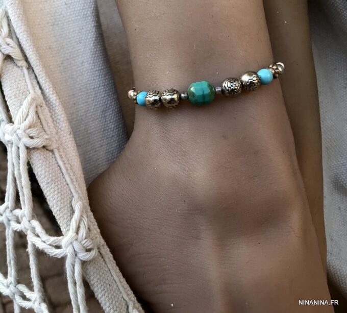 N6201f Bracelet de Cheville en Perles Cristal de bohème multicolores - Bijoux Bracelets en ligne Ninanina