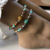 N6201g Bracelet de Cheville en Perles Cristal de bohème multicolores - Bijoux Bracelets en ligne Ninanina
