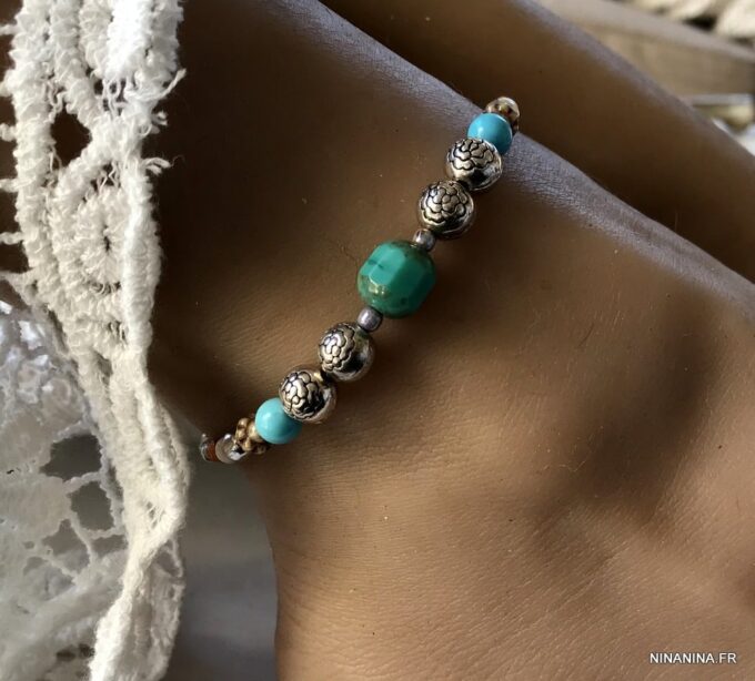 N6201h Bracelet de Cheville en Perles Cristal de bohème multicolores - Bijoux Bracelets en ligne Ninanina