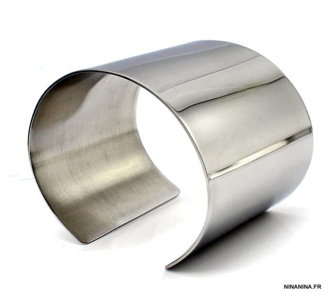 N6205 Bracelet manchette Acier inoxydable argenté - Bijoux Bracelets en ligne Ninanina