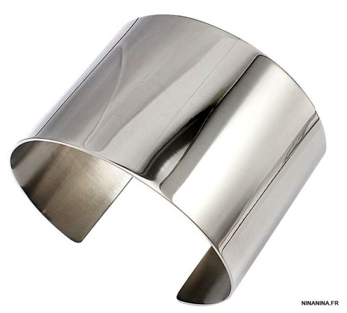 N6205a Bracelet manchette Acier inoxydable argenté - Bijoux Bracelets en ligne Ninanina