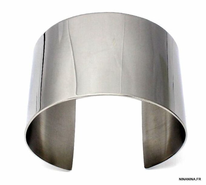 N6205b Bracelet manchette Acier inoxydable argenté - Bijoux Bracelets en ligne Ninanina